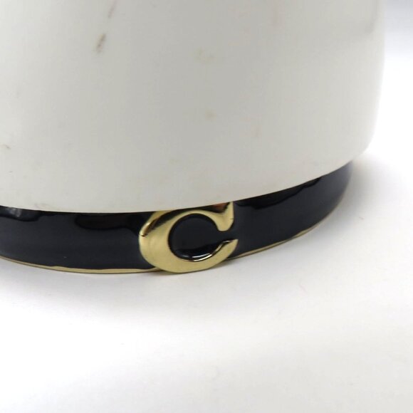 C Initial Logo Bracelet Navy Blue Enamel Gold Tone Hinged Bangle Unsigned - Picture 11 of 11